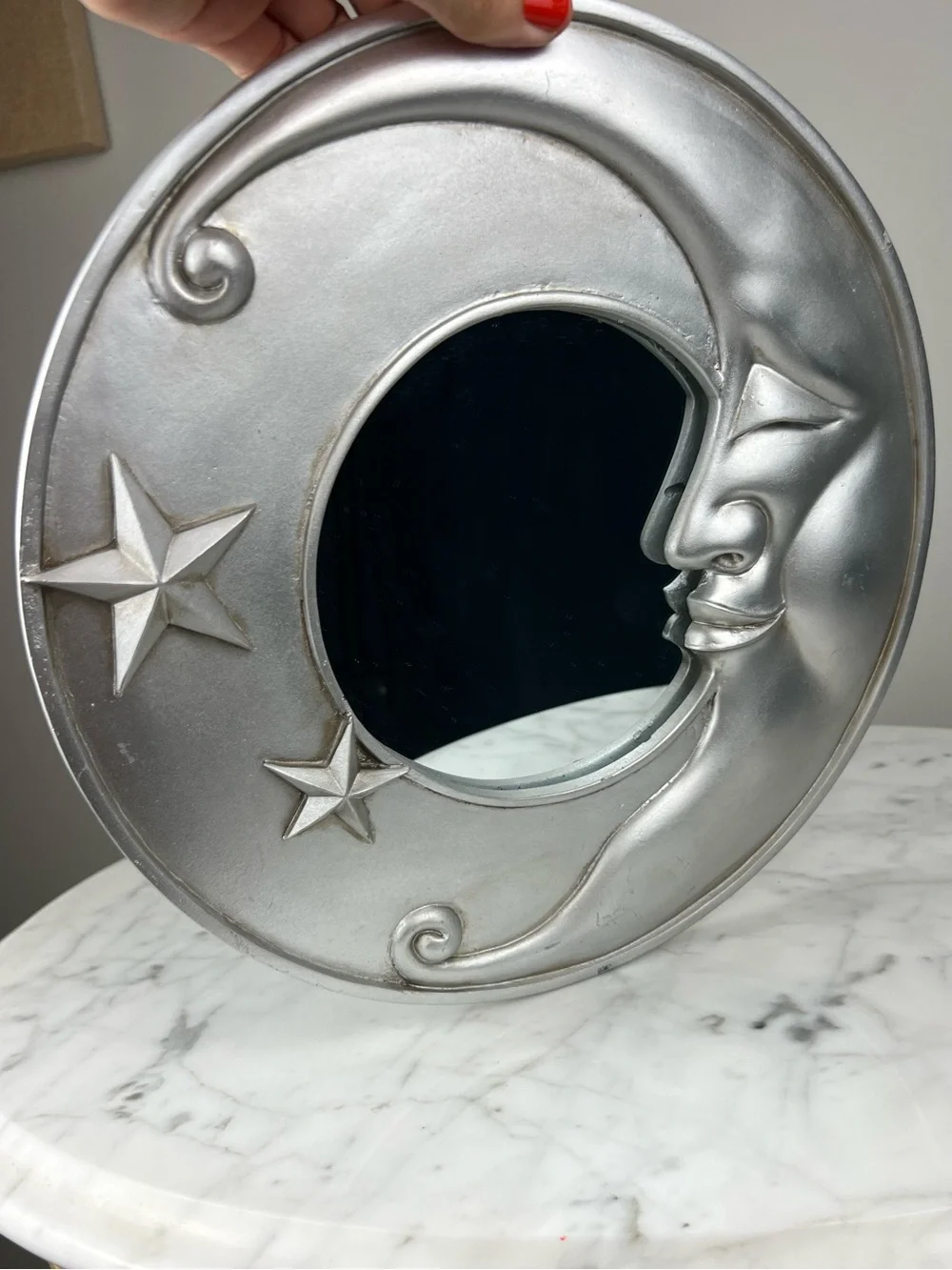 Vintage 90s Celestial Cresent Moon & Stars Round Wall Mirror – Whimsigoth